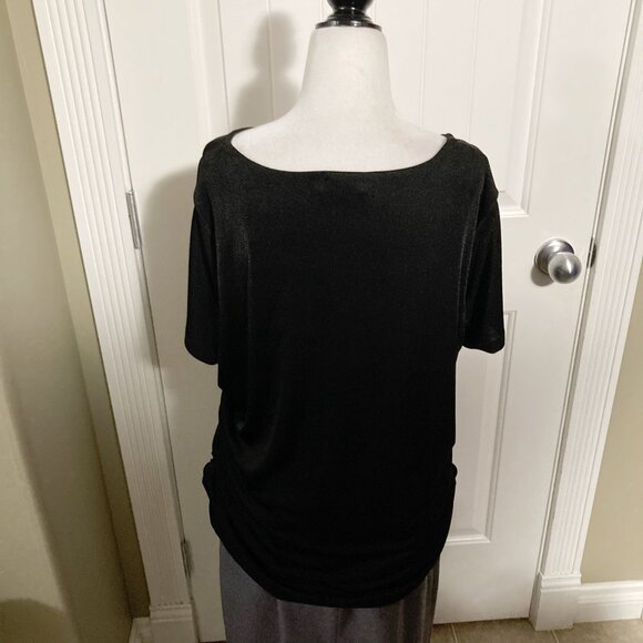 GRAND BEACH CLUB Black plus-size keyhole neckline short-sleeve top 2X XXL shirt - Picture 15 of 15